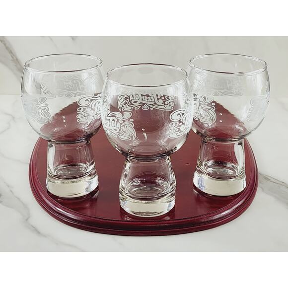 Pepsi Cola Clear Tumbler Glass 16oz Bell Shaped White Logo 6" Pedestal 70's x3 - Picture 7 of 14